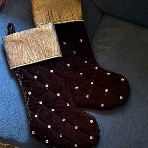 Elegant Gold and Brown Quilted Christmas Stockings (pair)